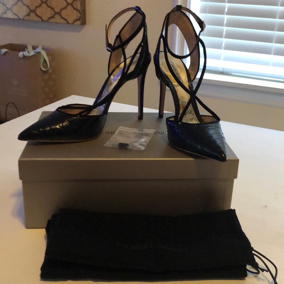 New auth Giorgio Armani black slingback heels 40 - Picture 1 of 8